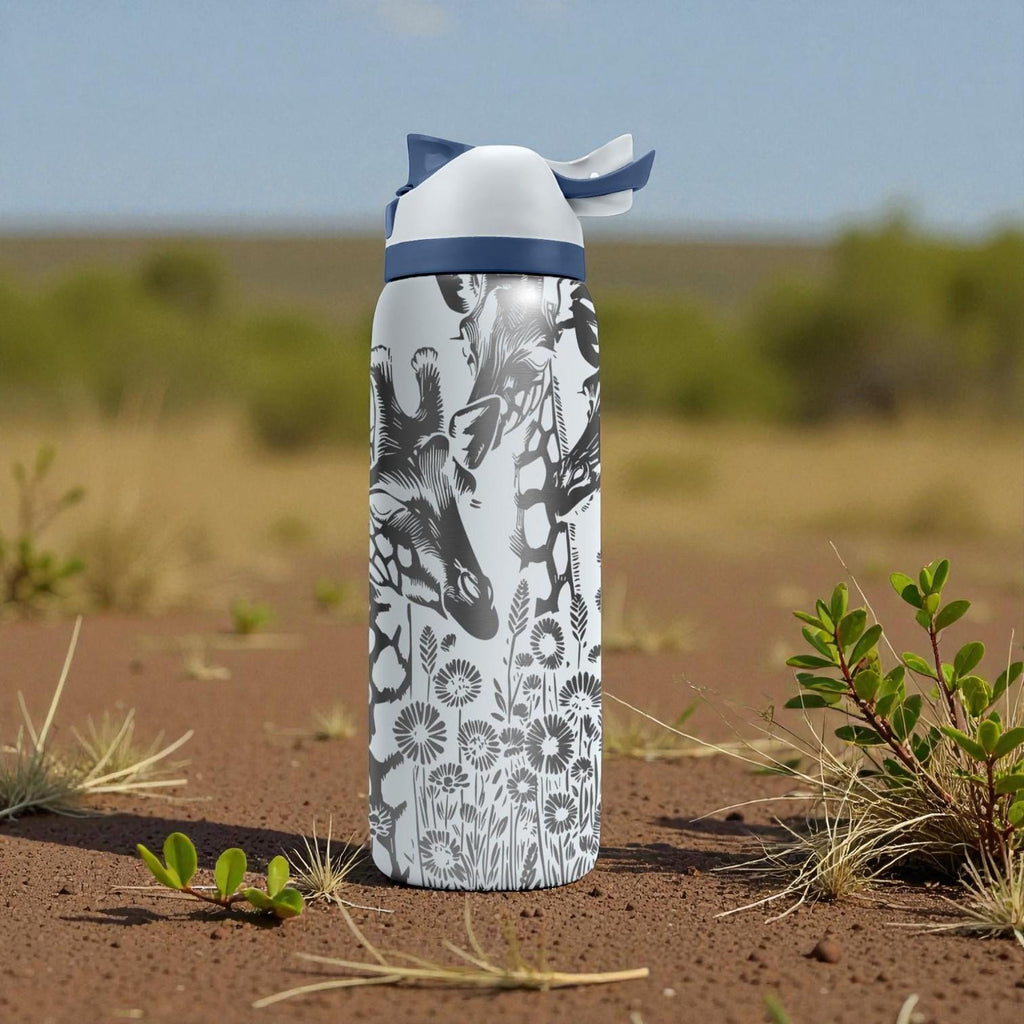 Giraffe Engraved Owala Bottle – Safari Wildlife Art – African Giraffe Scene Stainless Cup 16oz 24oz 32oz 40oz  ⸻