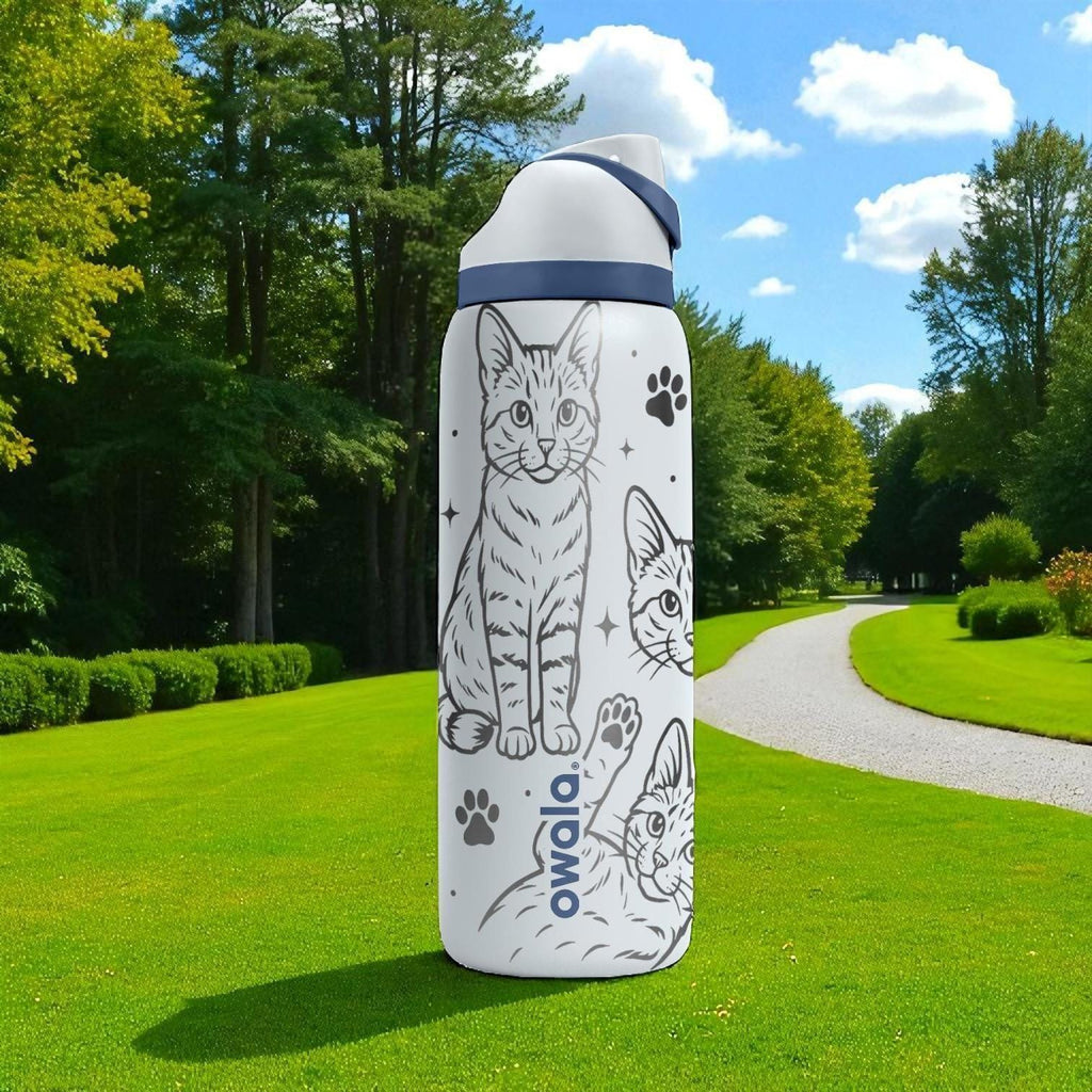 Engraved Egyptian Mau Cat Owala Bottle – 16oz 24oz 32oz 40oz – Spotted Cat Lover Gift, Pet Water Tumbler