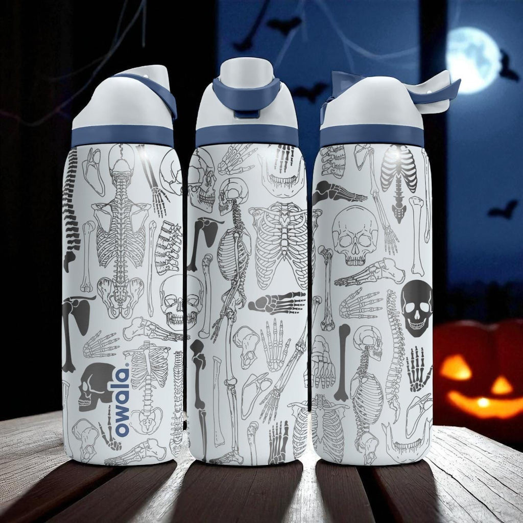 Skeleton Anatomy Owala Bottle – Engraved Medical Bones Wrap – Stainless Steel Cup 16oz 24oz 32oz 40oz