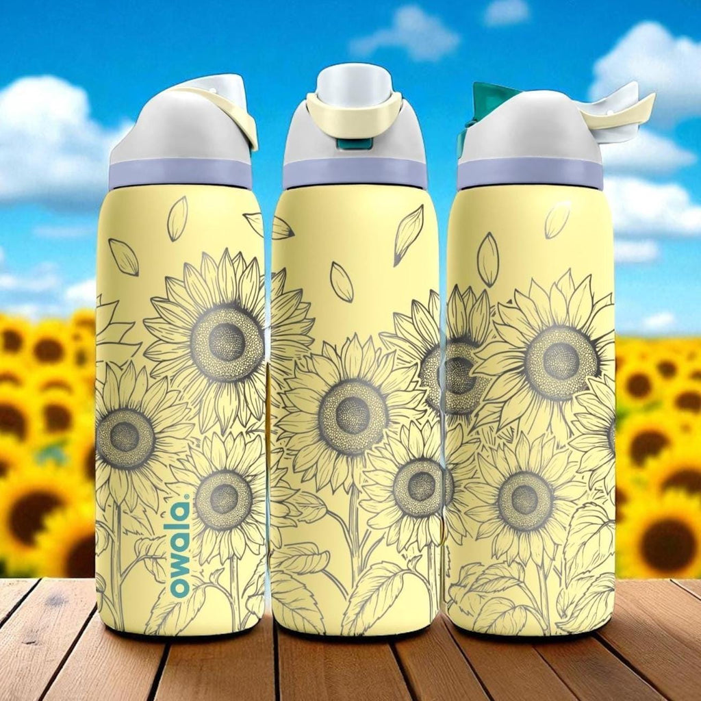 Sunflower Engraved Owala Tumbler – 16oz 24oz 32oz 40oz Floral FreeSip Cup – Summer Hydration Gift for Her
