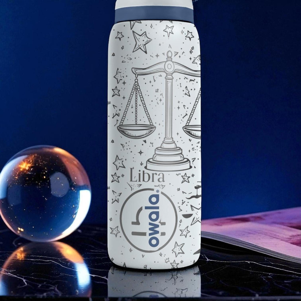 Libra Zodiac Owala Bottle – 16oz 24oz 32oz 40oz Engraved Star Sign Cup – Astrology Gift for Her or Him – Scales Symbol Water Bottle