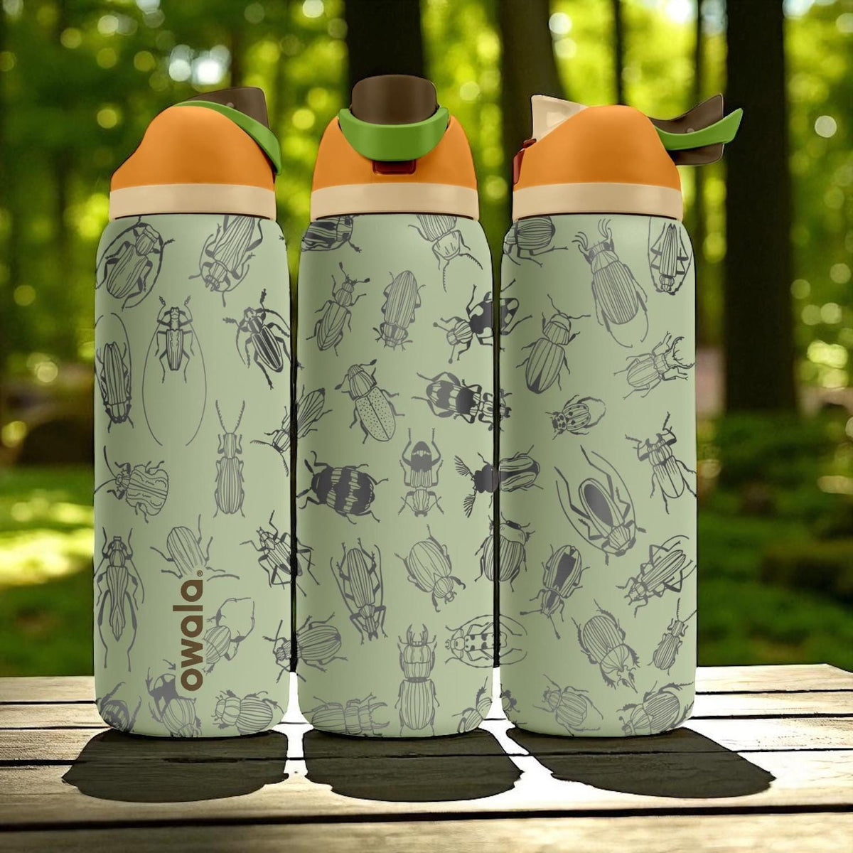 Bug Pattern Owala Bottle – 16oz 24oz 32oz 40oz Engraved Insect Design – Beetle Nature Kids Gift – Forest Adventure Water Bottle