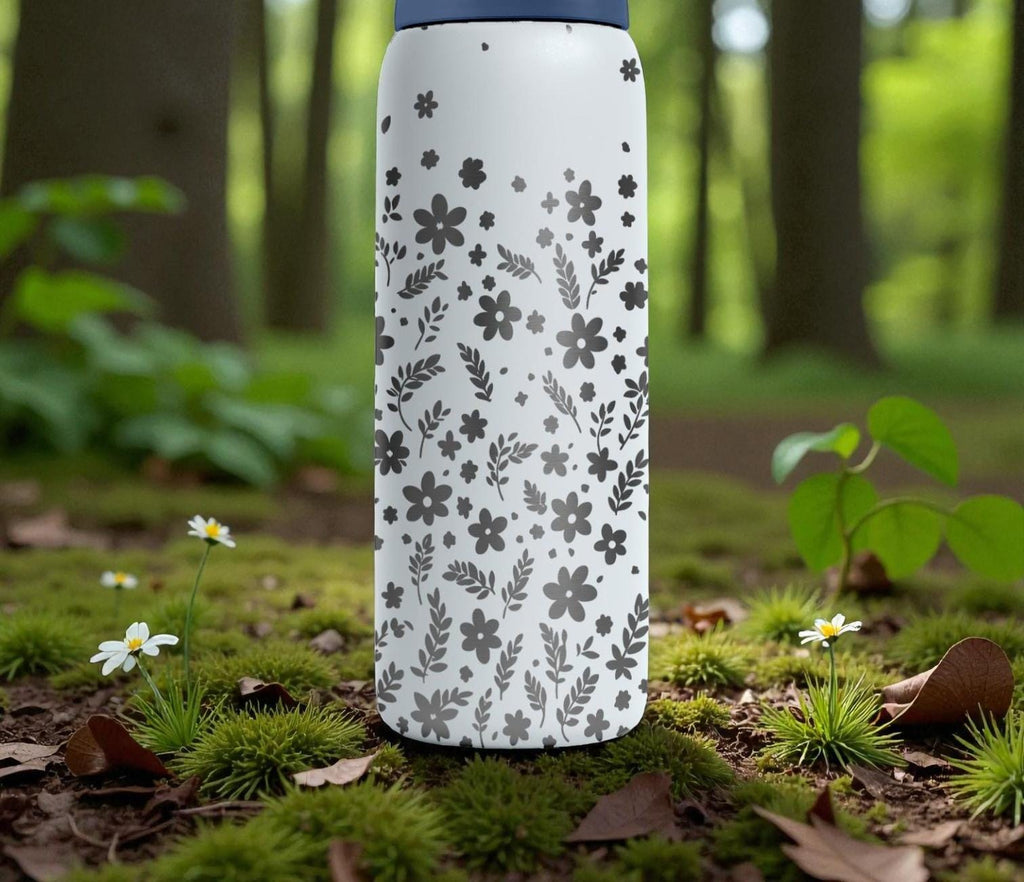 Wildflower Engraved Owala Bottle – Dainty Floral Pattern – Cute Aesthetic Stainless Cup 16oz 24oz 32oz 40oz  ⸻