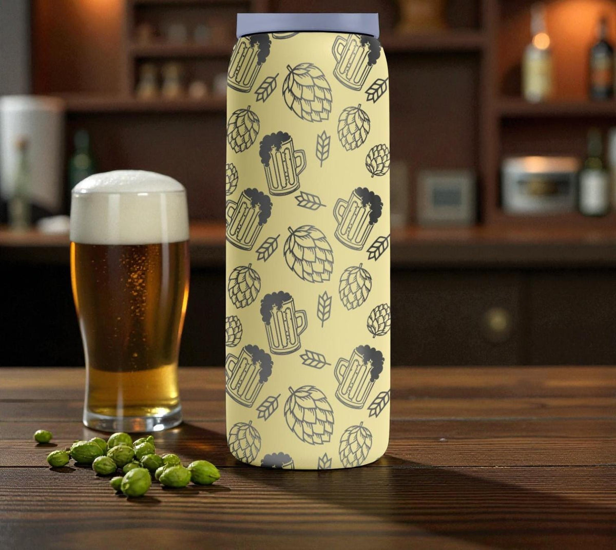 Beer Lover Engraved Owala Bottle – Hops & Ale Pattern – Brewery Gift Stainless Cup 16oz 24oz 32oz 40oz  ⸻