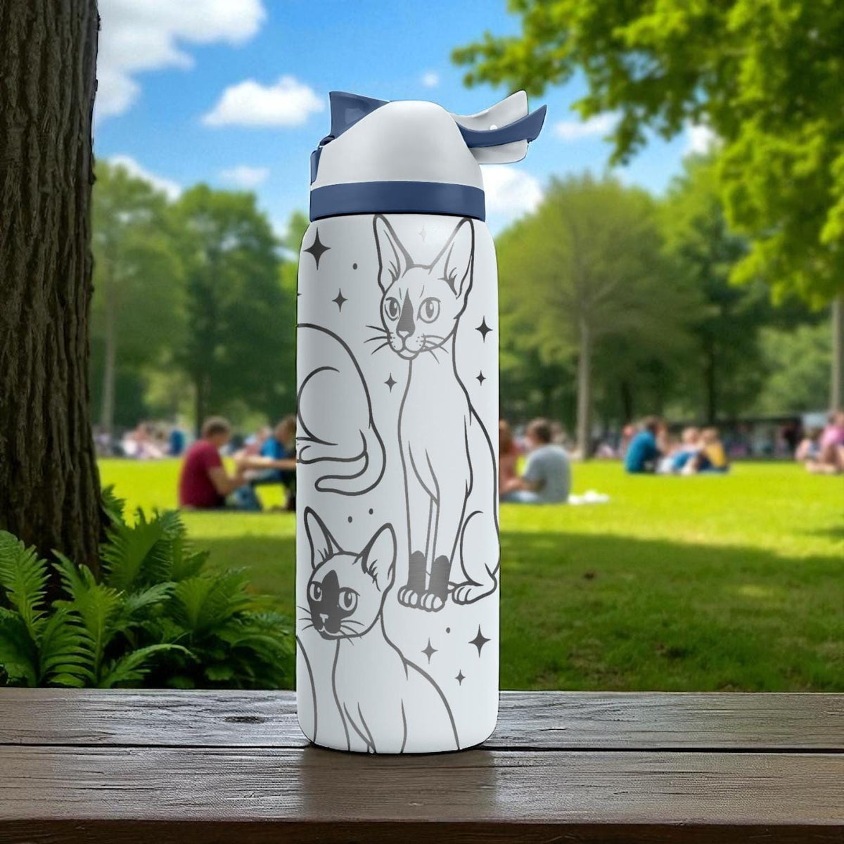 Devon Rex Owala Bottle – Cute Engraved Cat Lover Water Bottle – Curly Kitten Custom Gift for Pet Moms – 16oz 24oz 32oz 40oz