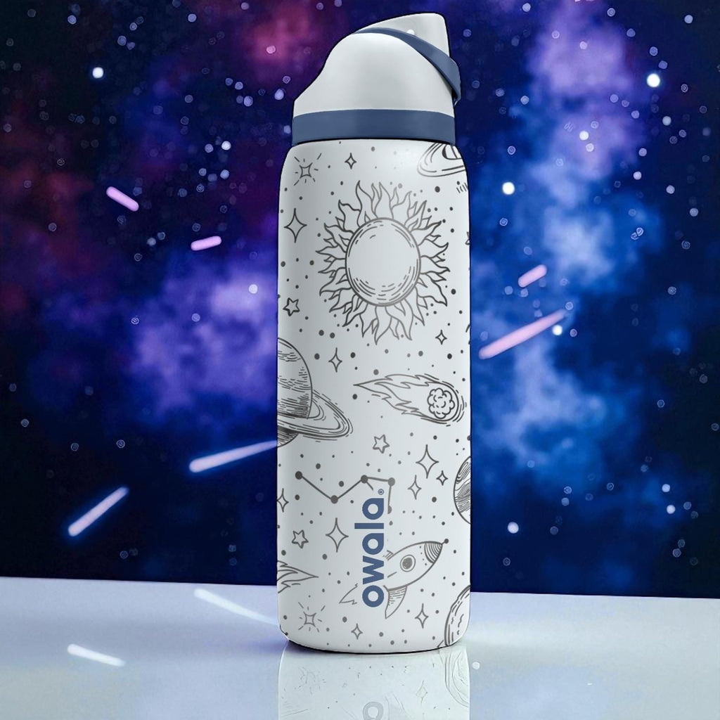Galaxy Space Owala Tumbler – 16oz 24oz 32oz 40oz Engraved FreeSip Bottle with Planets & Stars – Celestial Gift for Her or Teen