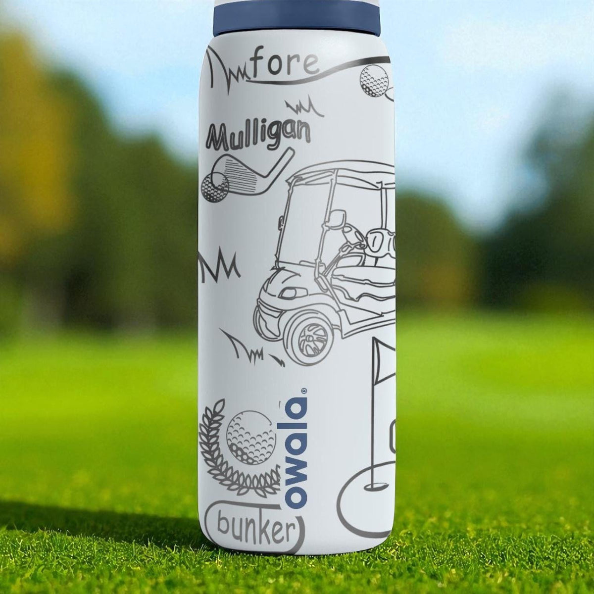 Golf Lady Owala Bottle – Engraved Golf Wrap Design – Sports Stainless Steel Cup 16oz 24oz 32oz 40oz