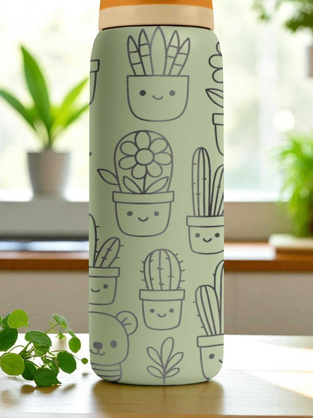 Engraved Succulent Tumbler – Cute Cactus Plant Owala Water Bottle – Green Aesthetic Cup – 16oz 24oz 32oz 40oz