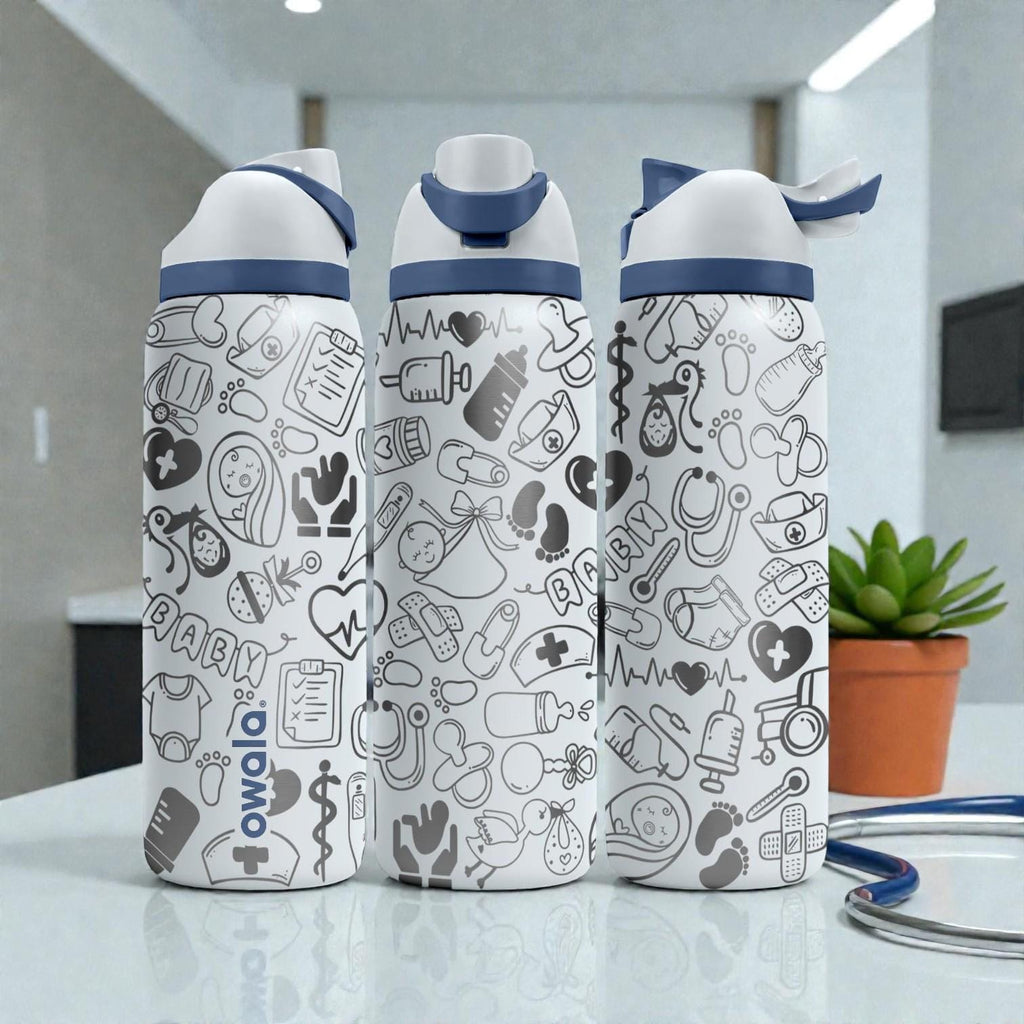 OB Nurse Engraved Owala Bottle – Labor & Delivery Baby Icons – Nursing Gift Stainless Cup 16oz 24oz 32oz 40oz  ⸻