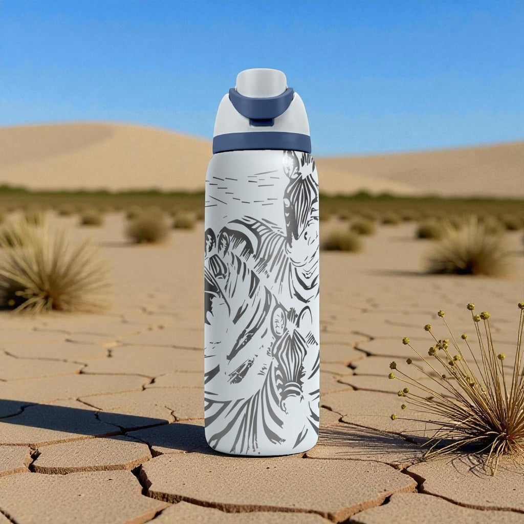 Engraved Zebra Owala Bottle – Safari Wildlife Pattern – African Animal Stainless Steel Cup 16oz 24oz 32oz 40oz  ⸻