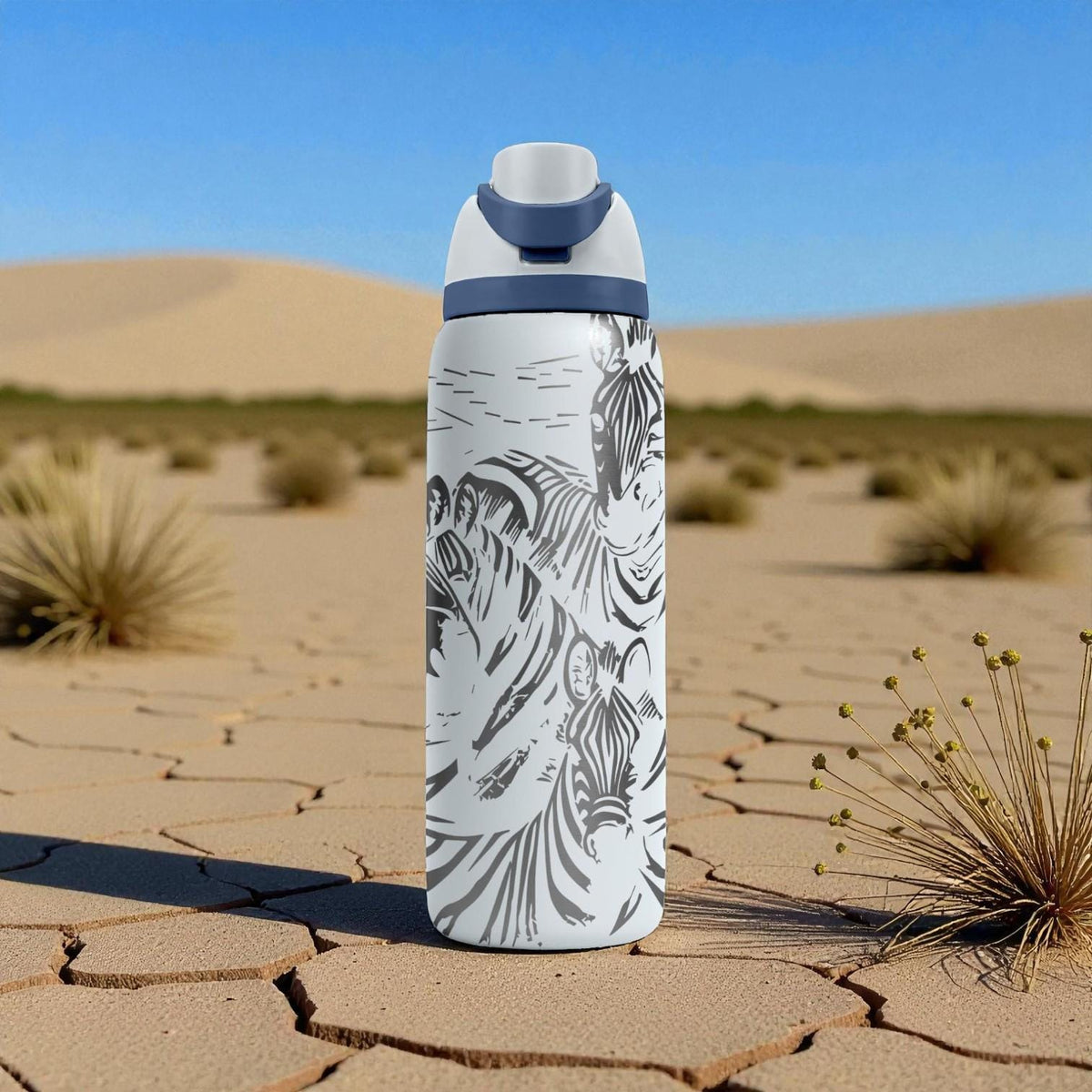 Engraved Zebra Owala Bottle – Safari Wildlife Pattern – African Animal Stainless Steel Cup 16oz 24oz 32oz 40oz  ⸻