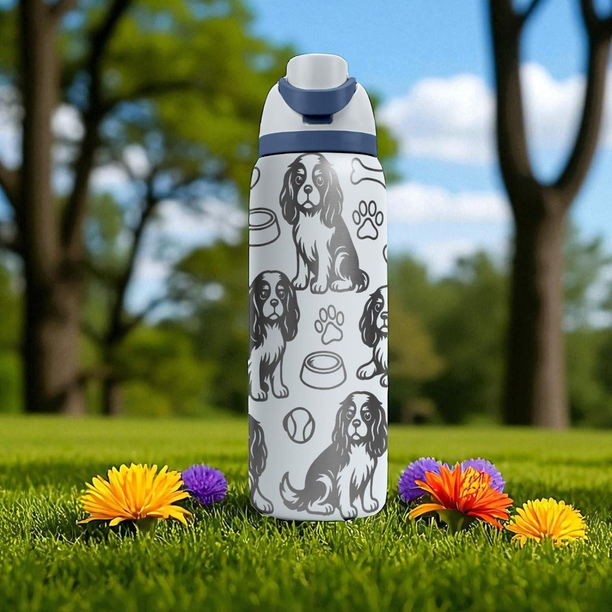 Cavalier King Charles Engraved Owala Bottle – Dog Gift for Spaniel Lovers – 16oz 24oz 32oz 40oz Personalized Water Bottle