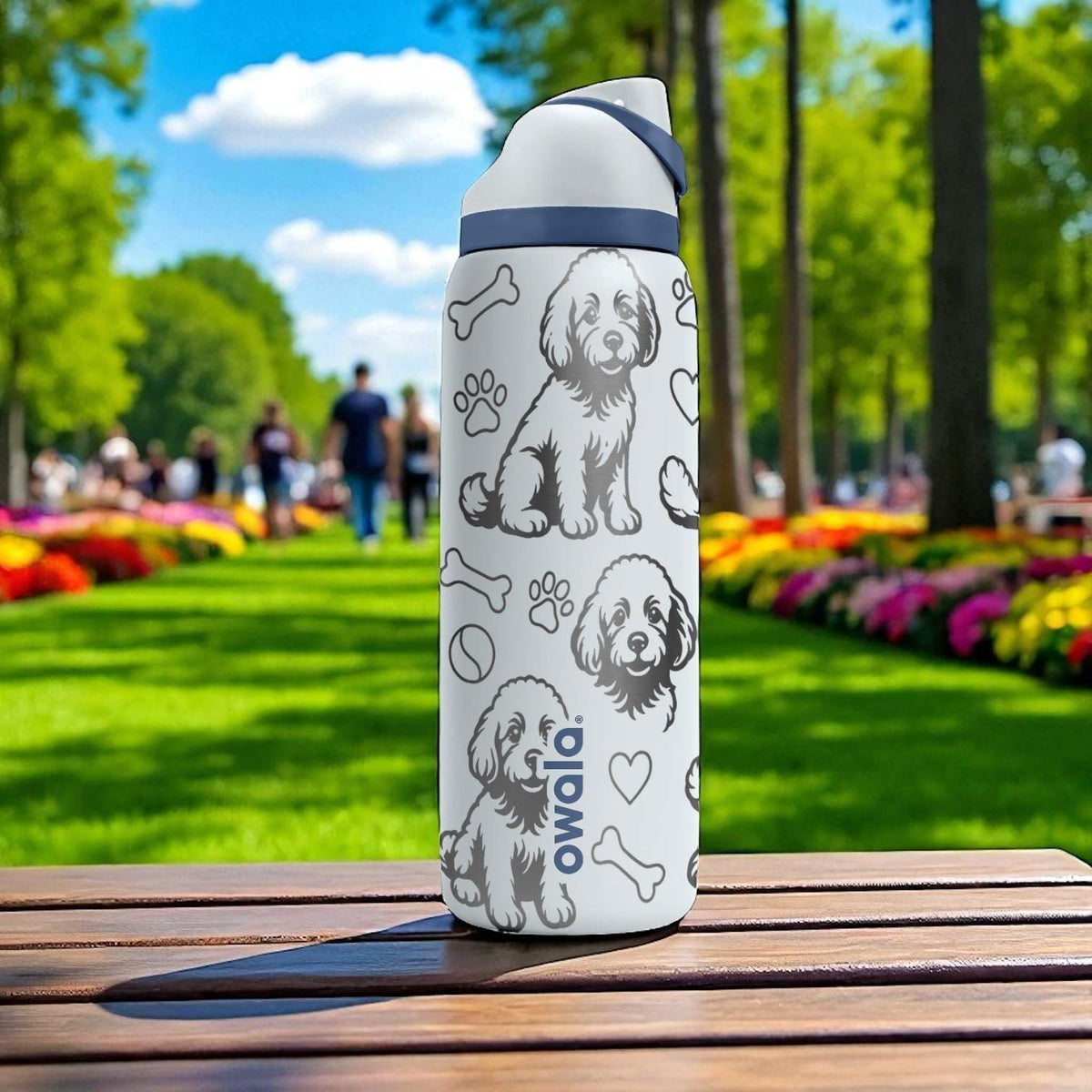 Labradoodle Engraved Owala Bottle – Cute Dog Gift for Doodle Lovers – 16oz 24oz 32oz 40oz Personalized Water Bottle with Paws