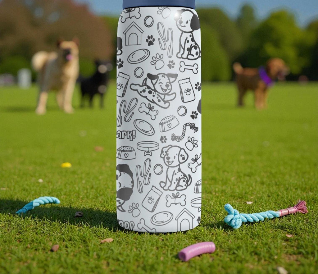 Dalmatian Dog Lover Engraved Owala Bottle – Cute Spotted Pup, Bones & Paw Print Pattern – Pet Owner Gift Stainless Cup 16oz 24oz 32oz 40oz
