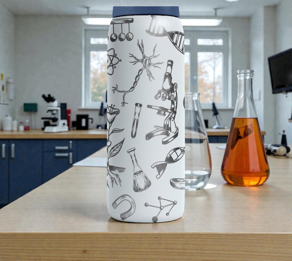 Science Biology Engraved Owala Bottle – Microscope, DNA & Lab Tools Pattern – STEM Gift Stainless Cup 16oz 24oz 32oz 40oz  ⸻