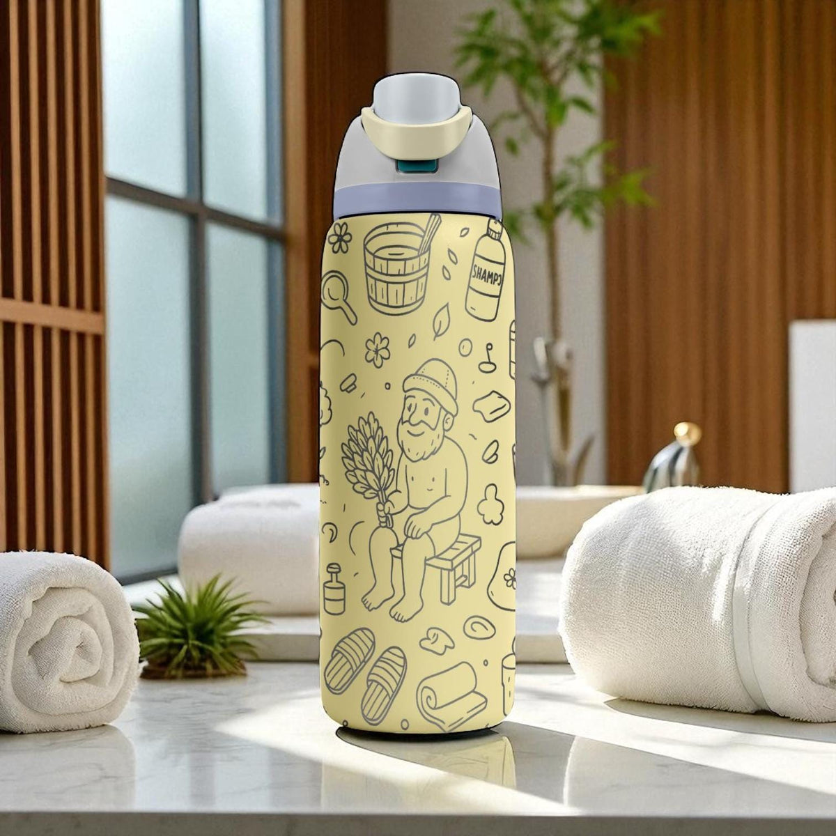 Owala Sauna Tumbler – 16oz 24oz 32oz 40oz – Engraved Russian Bath Theme Water Bottle – Funny Gift for Sauna Lovers