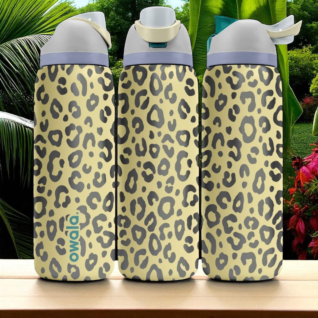 Leopard Engraved Owala Tumbler – 16oz 24oz 32oz 40oz Animal Print FreeSip Cup – Wild Gift for Her