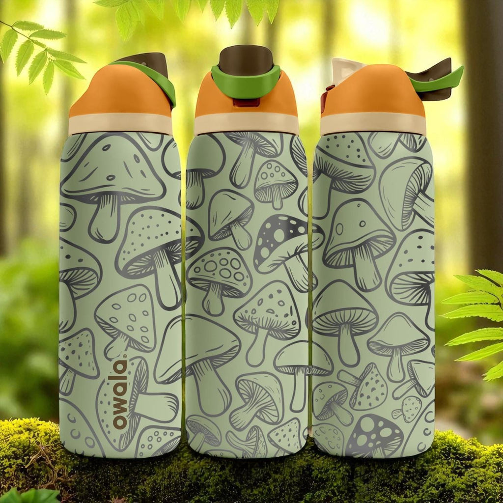 Engraved Mushroom Tumbler – Owala Water Bottle with Cute Forest Fungi Design – Laser Engraved Nature Cup – 16oz 24oz 32oz 40oz
