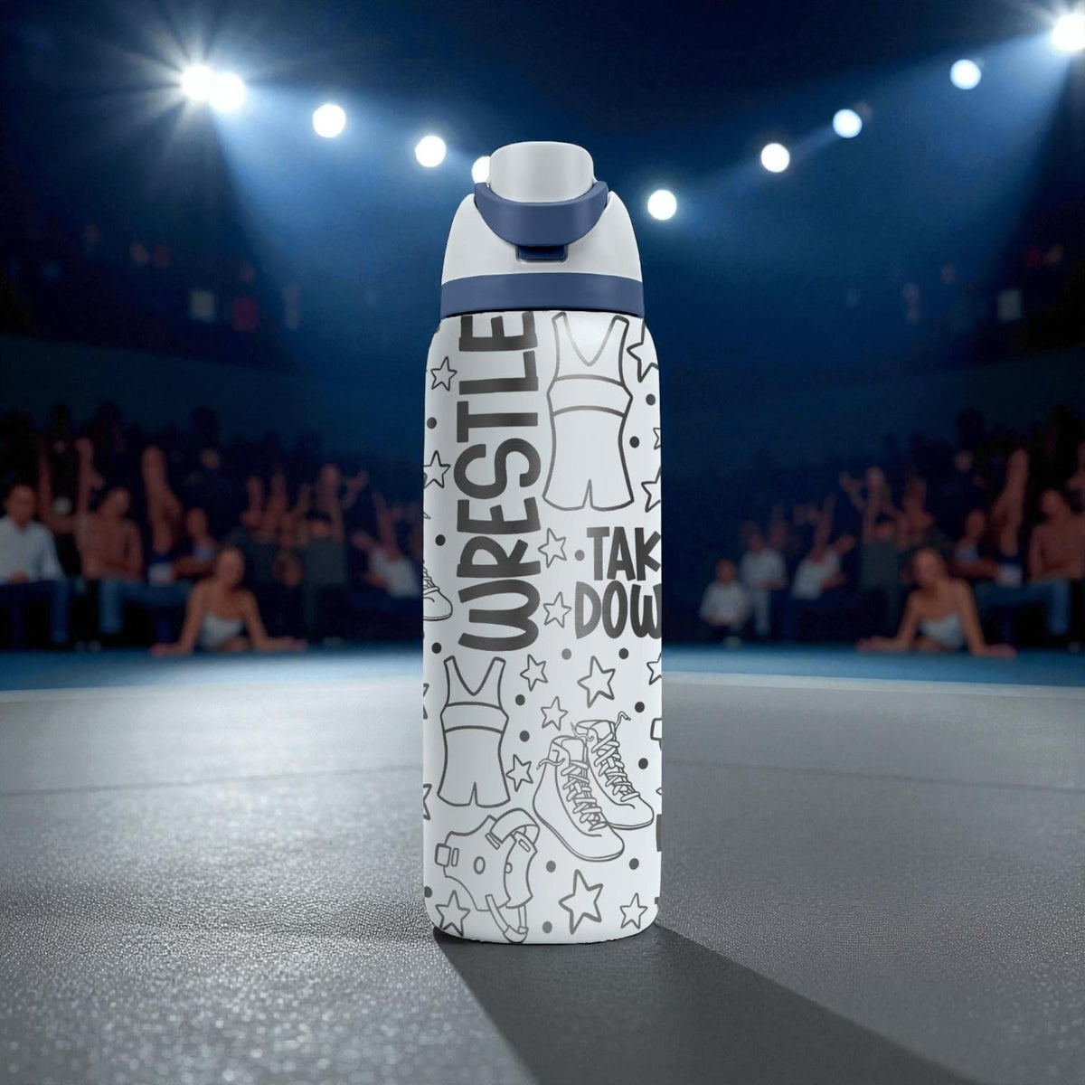 Wrestling Engraved Owala Bottle – Wrestle, Takedown, Pin & Gear Pattern – Sports Gift Stainless Cup 16oz 24oz 32oz 40oz  ⸻