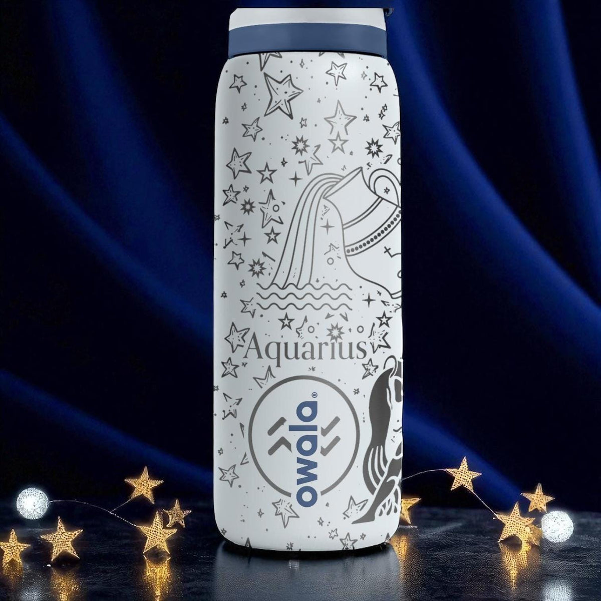 Aquarius Zodiac Owala Bottle – 16oz 24oz 32oz 40oz Engraved Astrology Gift – Water Bearer Sign Cup – January February Birthday Bottle