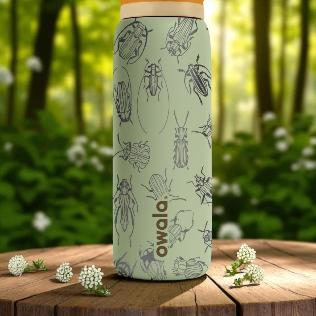 Bug Pattern Owala Bottle – 16oz 24oz 32oz 40oz Engraved Insect Design – Beetle Nature Kids Gift – Forest Adventure Water Bottle