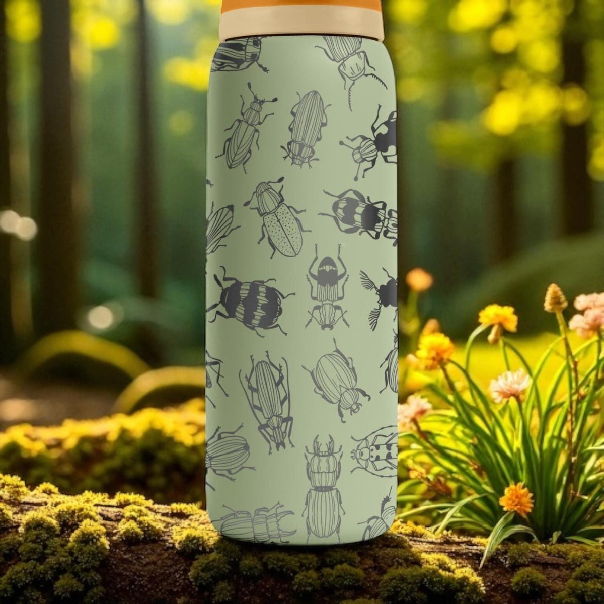 Bug Pattern Owala Bottle – 16oz 24oz 32oz 40oz Engraved Insect Design – Beetle Nature Kids Gift – Forest Adventure Water Bottle