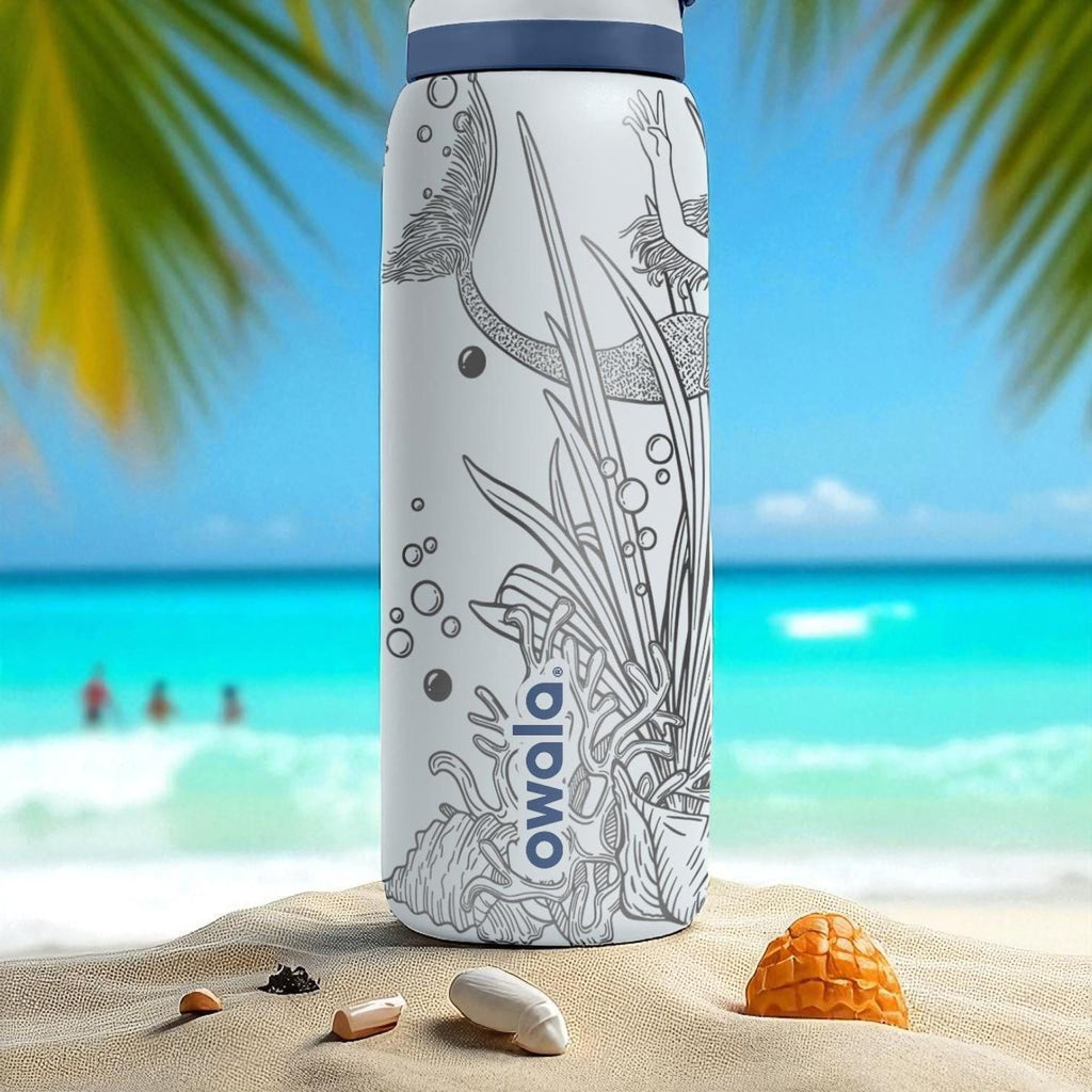 Mermaid Owala Bottle – 16oz 24oz 32oz 40oz Laser Engraved Ocean Theme Tumbler – Beach Gift for Her – Fantasy Sea Cup