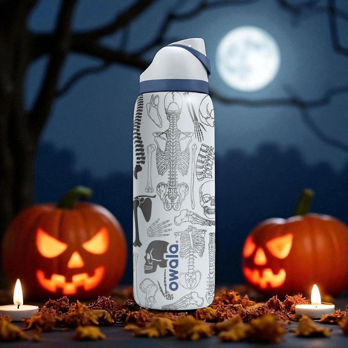 Skeleton Anatomy Owala Bottle – Engraved Medical Bones Wrap – Stainless Steel Cup 16oz 24oz 32oz 40oz