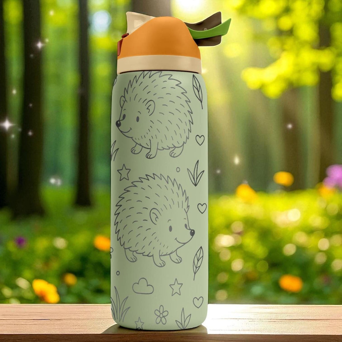 Engraved Hedgehog Owala Bottle – Cute Forest Animal Tumbler for Kids and Nature Lovers – 16oz 24oz 32oz 40oz