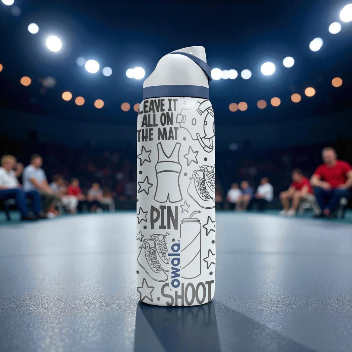 Wrestling Engraved Owala Bottle – Wrestle, Takedown, Pin & Gear Pattern – Sports Gift Stainless Cup 16oz 24oz 32oz 40oz  ⸻