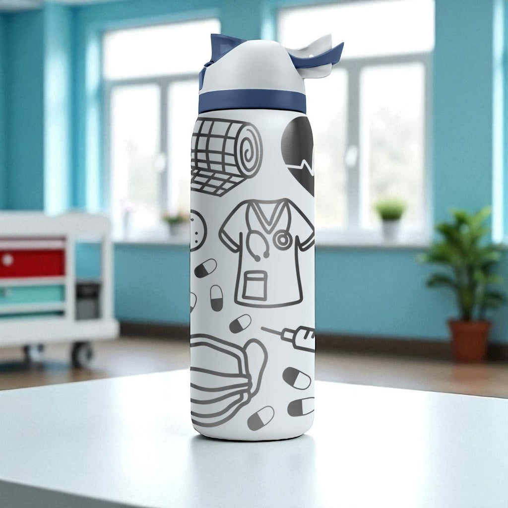 Nurse Owala Bottle – 16oz 24oz 32oz 40oz Medical Engraved Design – Gifts for Nurses Doctors EMTs – Hospital Theme Water Bottle