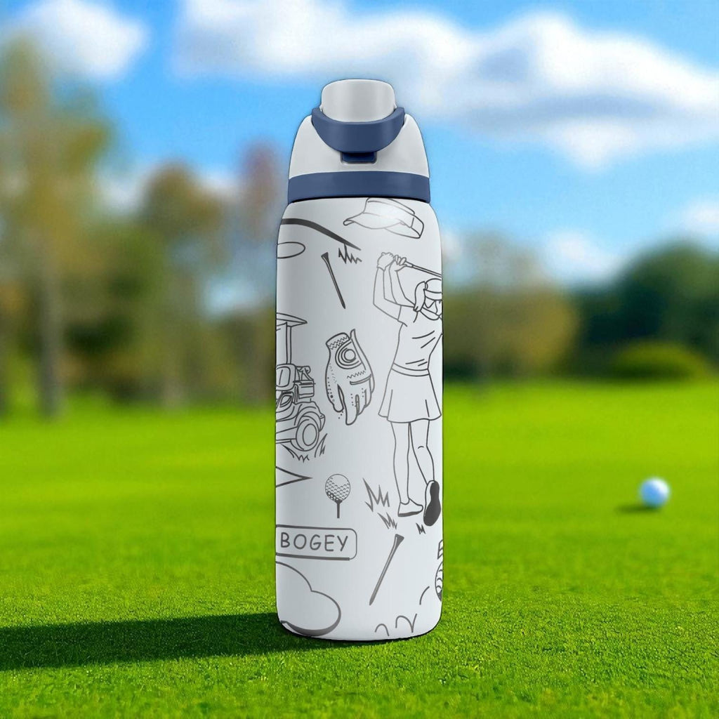 Golf Lady Owala Bottle – Engraved Golf Wrap Design – Sports Stainless Steel Cup 16oz 24oz 32oz 40oz