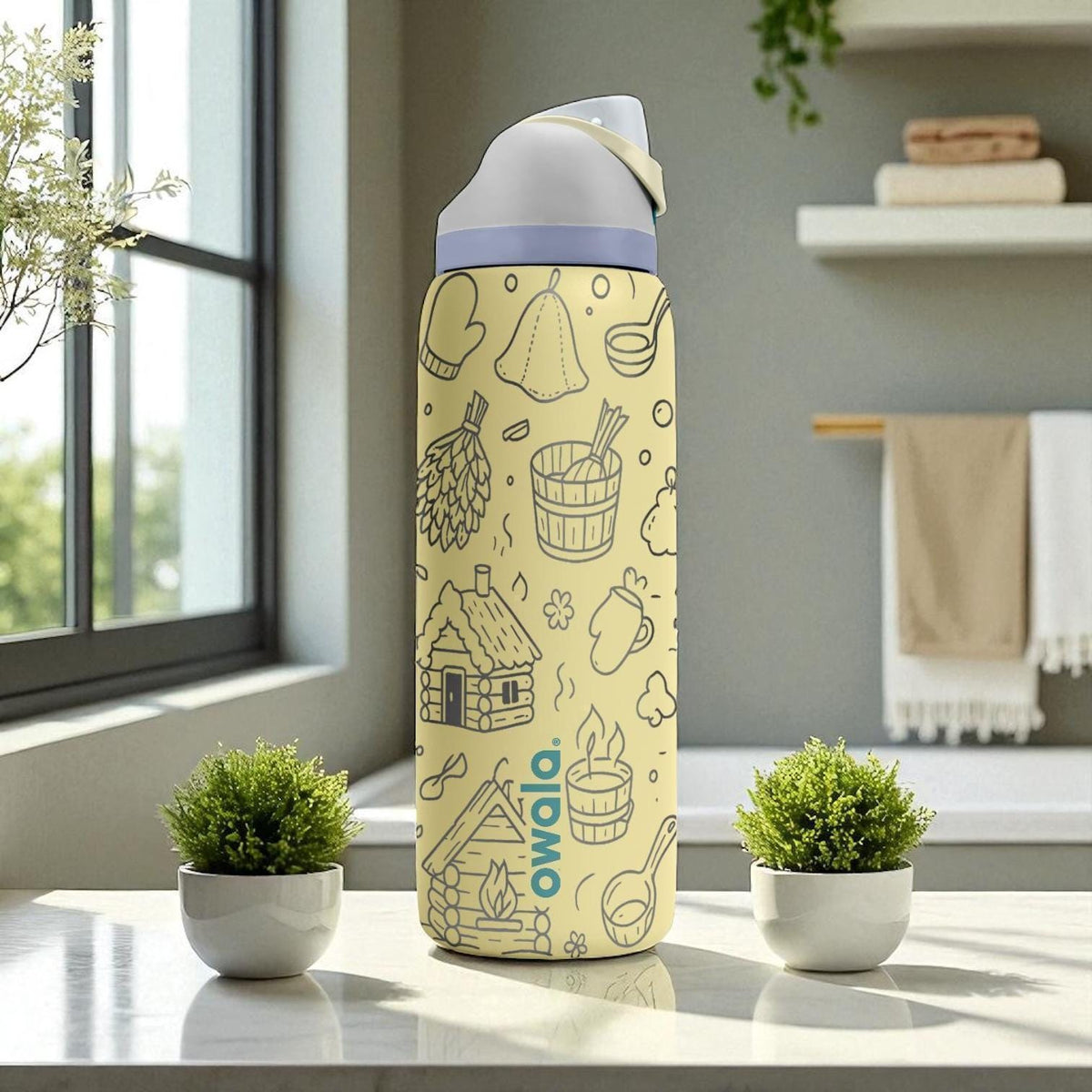Owala Sauna Tumbler – 16oz 24oz 32oz 40oz – Engraved Russian Bath Theme Water Bottle – Funny Gift for Sauna Lovers