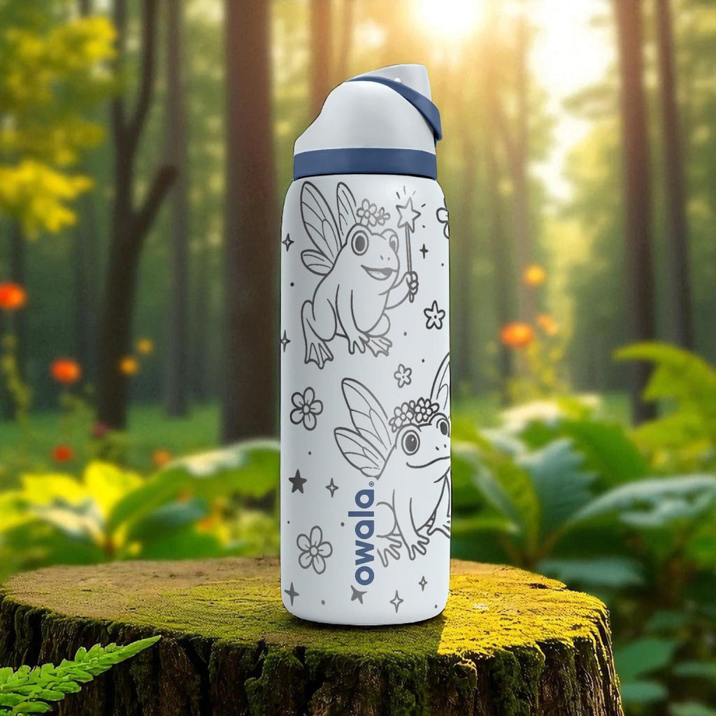Owala Frog Fairy Tumbler – 16oz 24oz 32oz 40oz – Whimsical Winged Frog Cup – Enchanted Laser Engraved Gift for Kids and Fantasy Fans