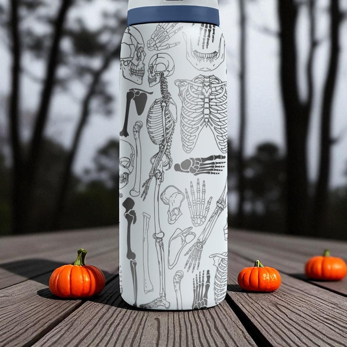 Skeleton Anatomy Owala Bottle – Engraved Medical Bones Wrap – Stainless Steel Cup 16oz 24oz 32oz 40oz