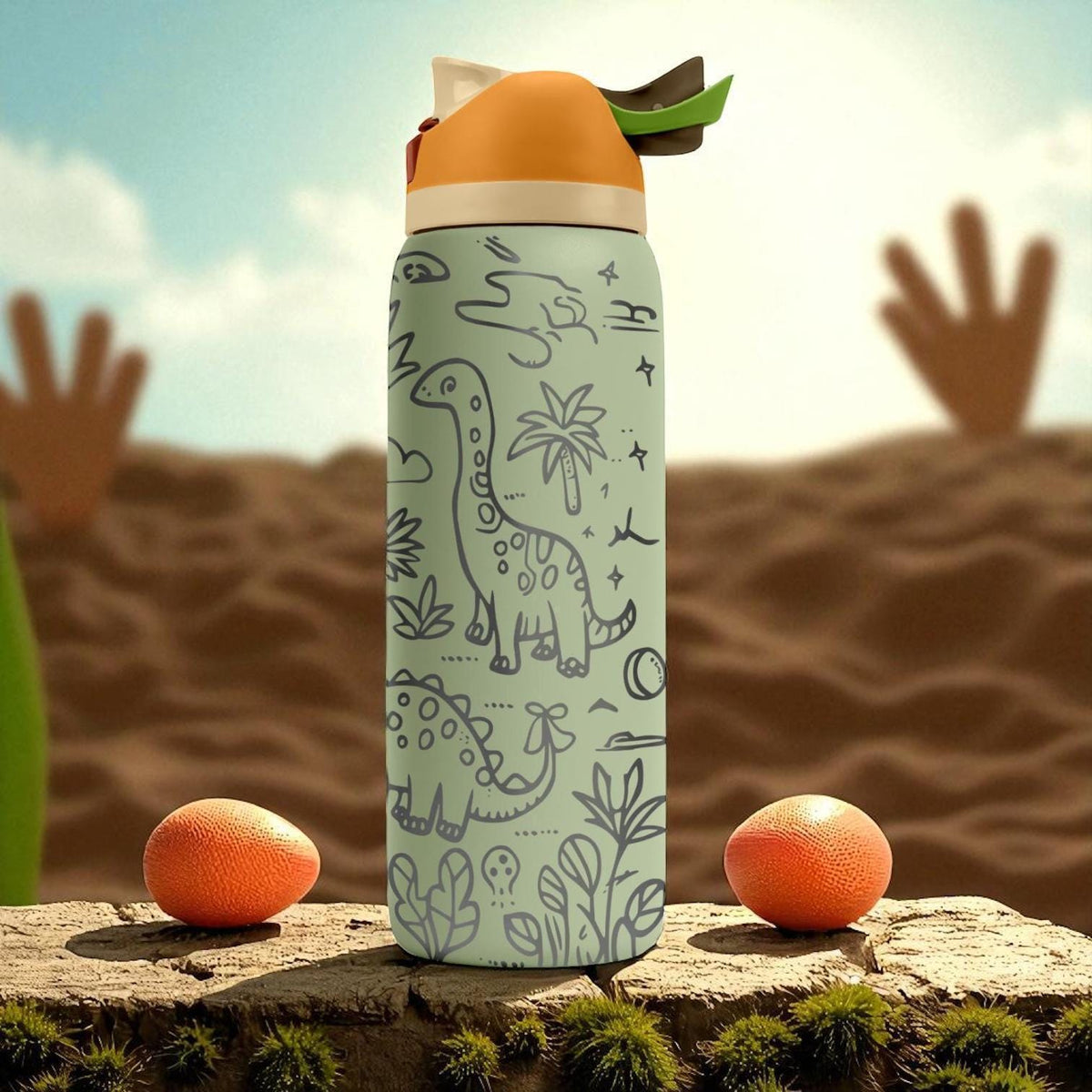 Dinosaur Engraved Owala Tumbler – 16oz 24oz 32oz 40oz Jurassic FreeSip Cup with Prehistoric Wrap – Gift for Kids and Dino Fans