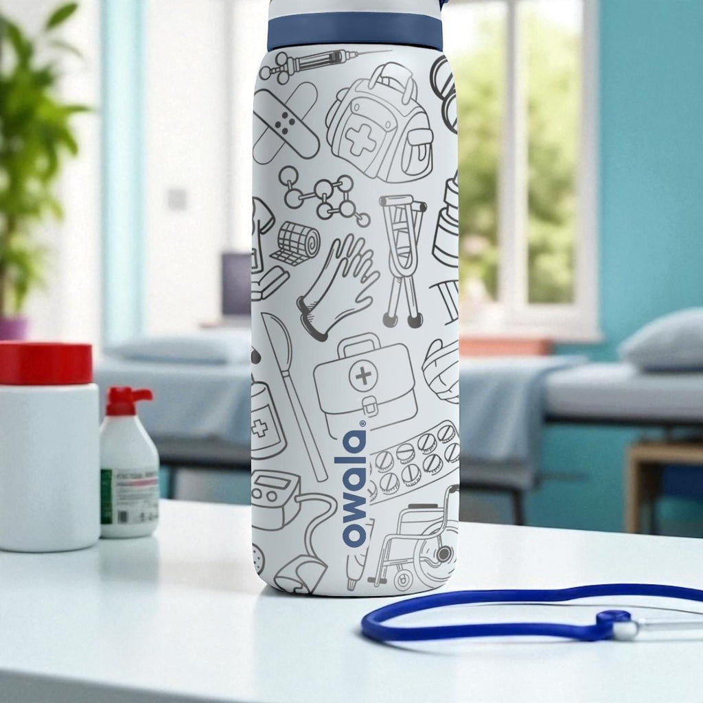 Medical Engraved Owala Bottle – 16oz 24oz 32oz 40oz Doctor Nurse EMT Gift – ER Hospital Theme Tumbler for Healthcare Workers