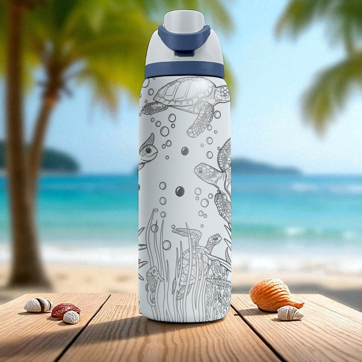 Sea Turtle Engraved Owala Tumbler – 16oz 24oz 32oz 40oz Ocean Life Cup – Coastal Gift for Her or Him