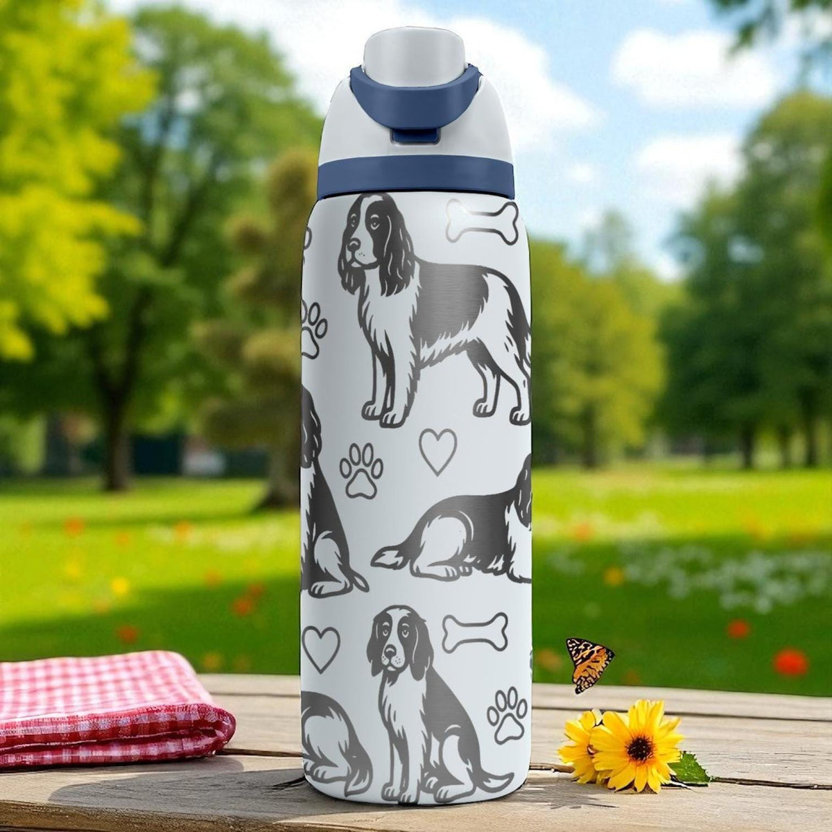 English Springer Spaniel Owala Bottle – 16oz 24oz 32oz 40oz – Engraved Dog Cup Gift for Pet Lovers – Bird Dog Stainless Steel Mug