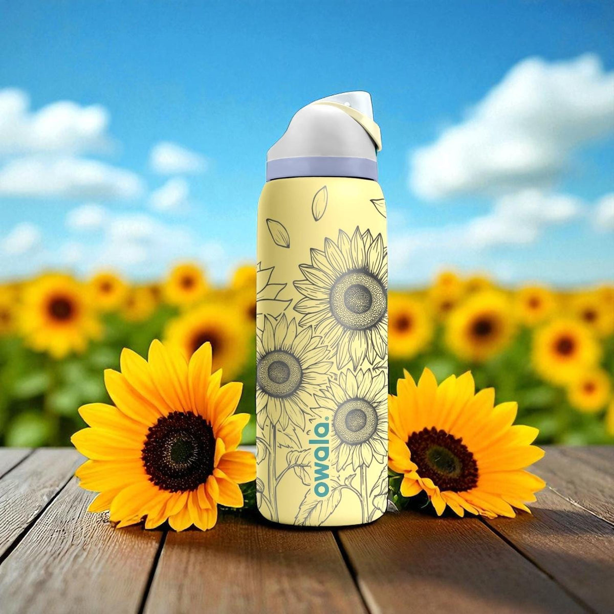 Sunflower Engraved Owala Tumbler – 16oz 24oz 32oz 40oz Floral FreeSip Cup – Summer Hydration Gift for Her
