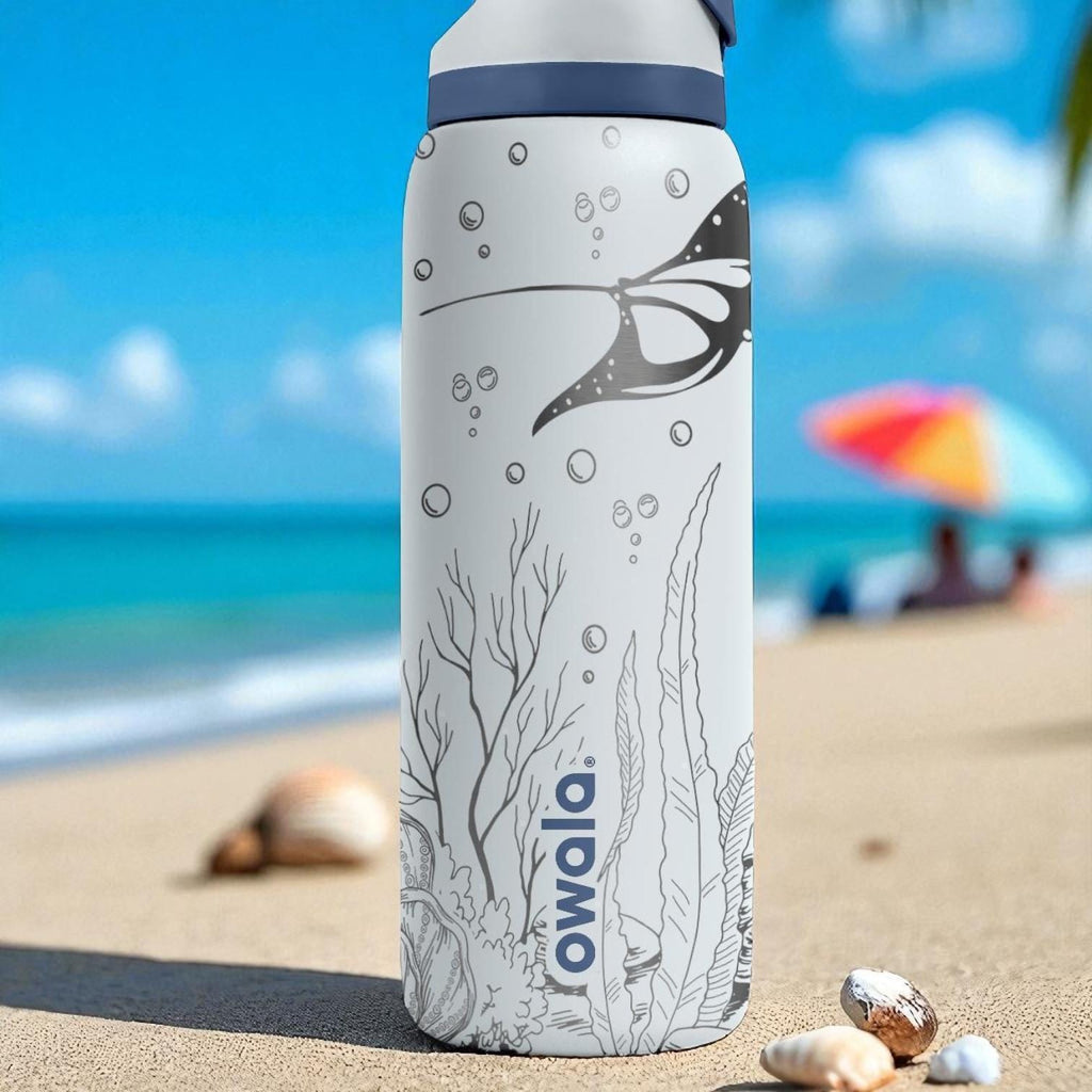 Manta Ray Engraved Owala Tumbler – 16oz 24oz 32oz 40oz Ocean Sea Life Bottle – Gift for Marine Lovers & Divers