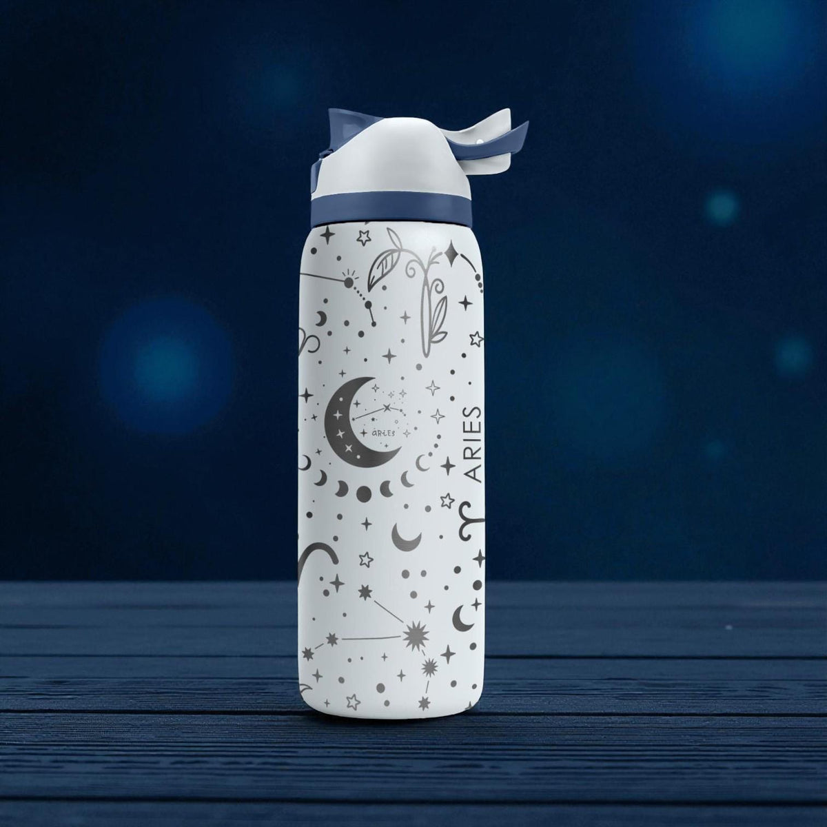 Aries Engraved Owala Bottle – Zodiac Ram Constellation Design – Astrology Gift Stainless Cup 16oz 24oz 32oz 40oz  ⸻