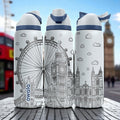 Engraved London Tumbler – Owala Water Bottle with Big Ben and Eye Design – British Landmark Cup – 16oz 24oz 32oz 40oz