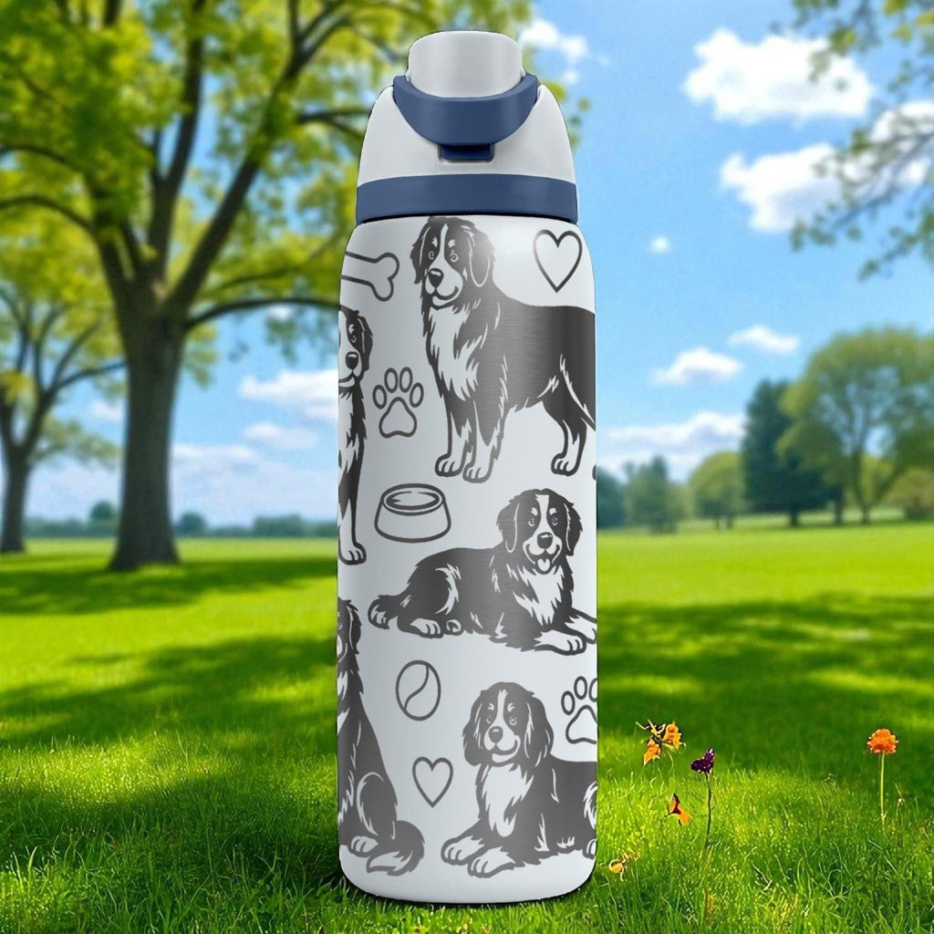Bernese Mountain Dog Owala Bottle – 16oz 24oz 32oz 40oz – Engraved Gift for Dog Lovers – Gentle Giant Pup Stainless Steel Cup