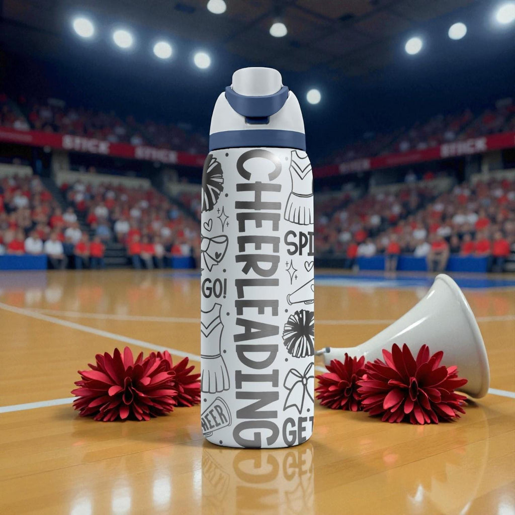 Cheerleading Engraved Owala Bottle – Pom Pom & Spirit Pattern – Cheer Coach Team Gift Stainless Cup 16oz 24oz 32oz 40oz
