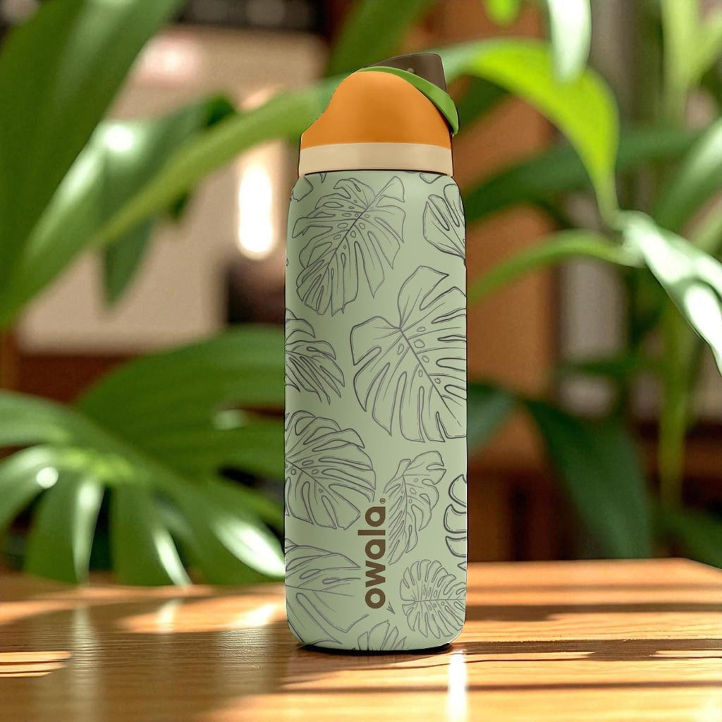 Monsterа Leaf Engraved Owala Tumbler – 16oz 24oz 32oz 40oz Tropical Plant FreeSip Cup – Botanical Design Gift