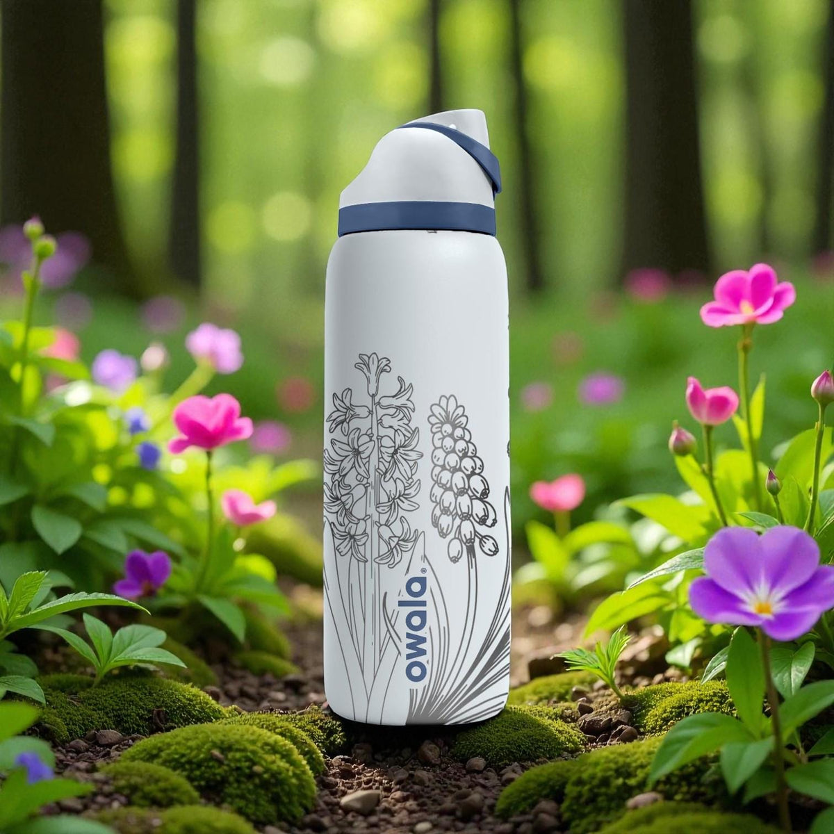 Hyacinth Flower Engraved Owala Bottle – Botanical Spring Garden Design – Floral Stainless Cup 16oz 24oz 32oz 40oz  ⸻