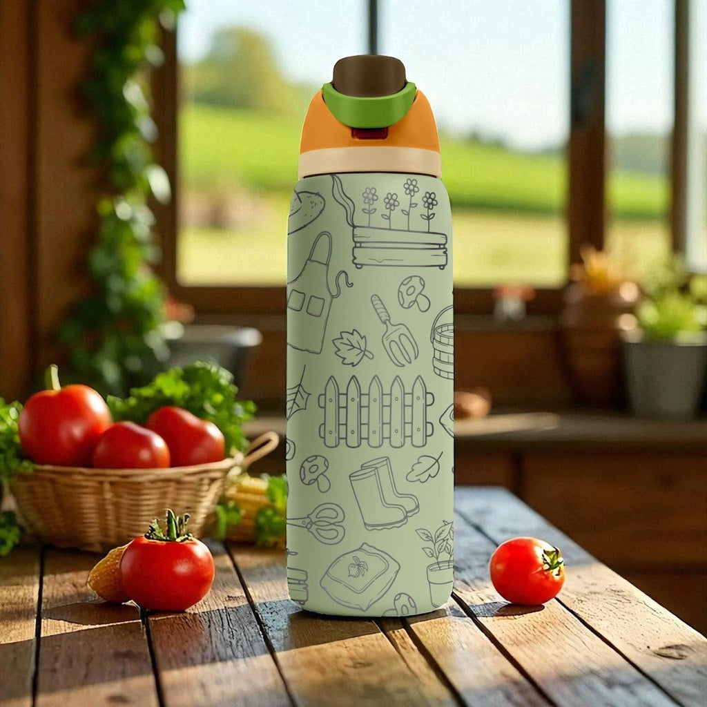 Gardening Theme Engraved Owala Tumbler – 16oz 24oz 32oz 40oz Green Garden Cup – Plant Lover Gift – Nature Stainless Steel Bottle