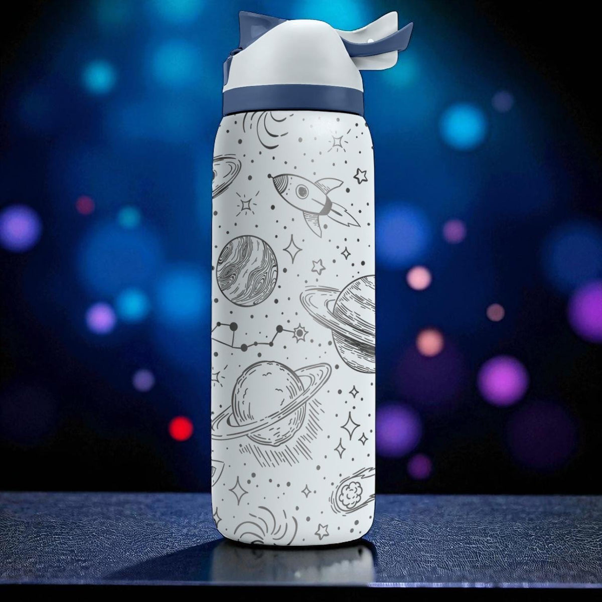 Galaxy Space Owala Tumbler – 16oz 24oz 32oz 40oz Engraved FreeSip Bottle with Planets & Stars – Celestial Gift for Her or Teen