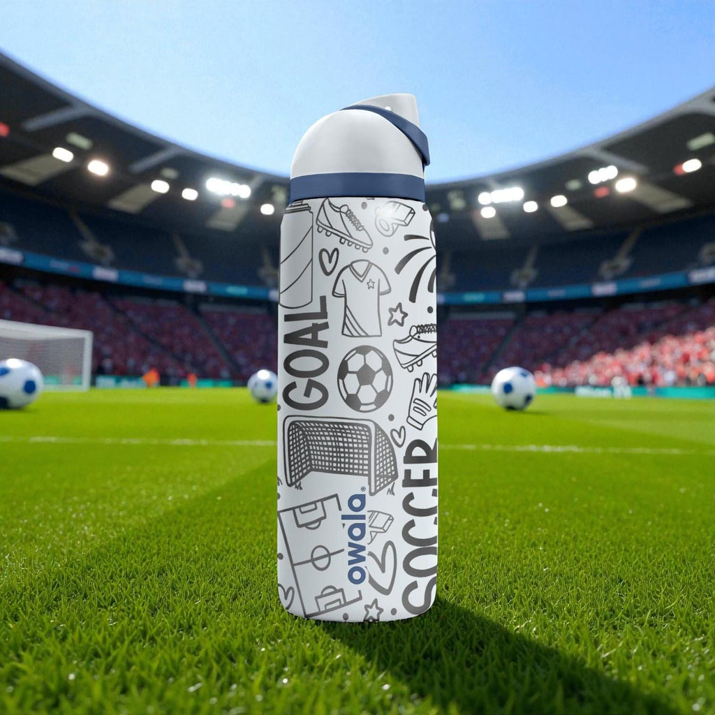 Soccer Engraved Owala Bottle – Goal, Kick, and Sports Pattern – Soccer Player Gift Stainless Cup 16oz 24oz 32oz 40oz  ⸻